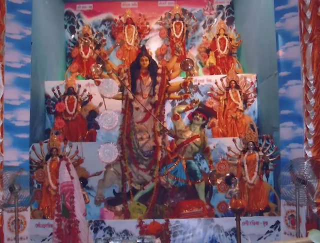 The Naba Durga idols in an earlier year