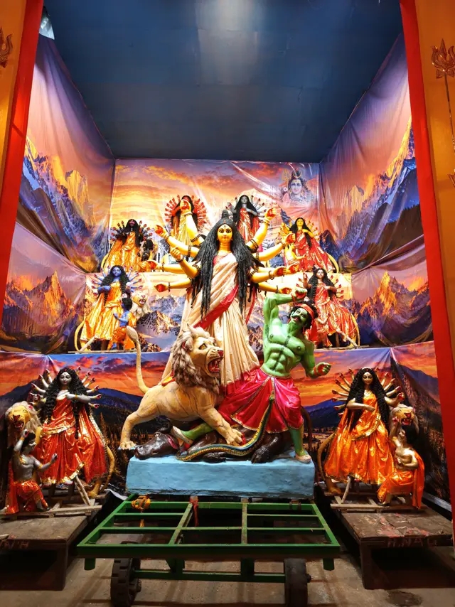 Ma Durga takes her place at the centre of the nine goddesses