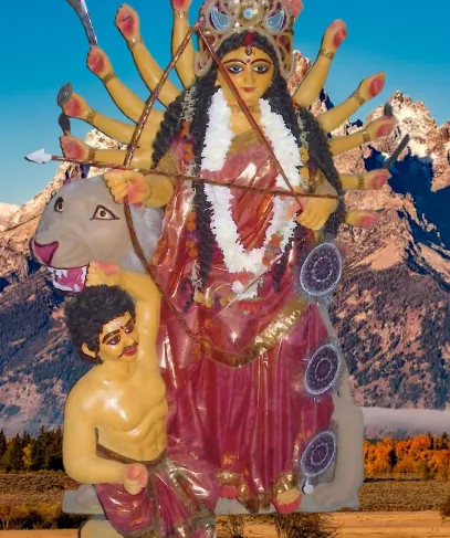 Devi Chandarupa — fair-complexioned, 16-armed, slaying Chanda